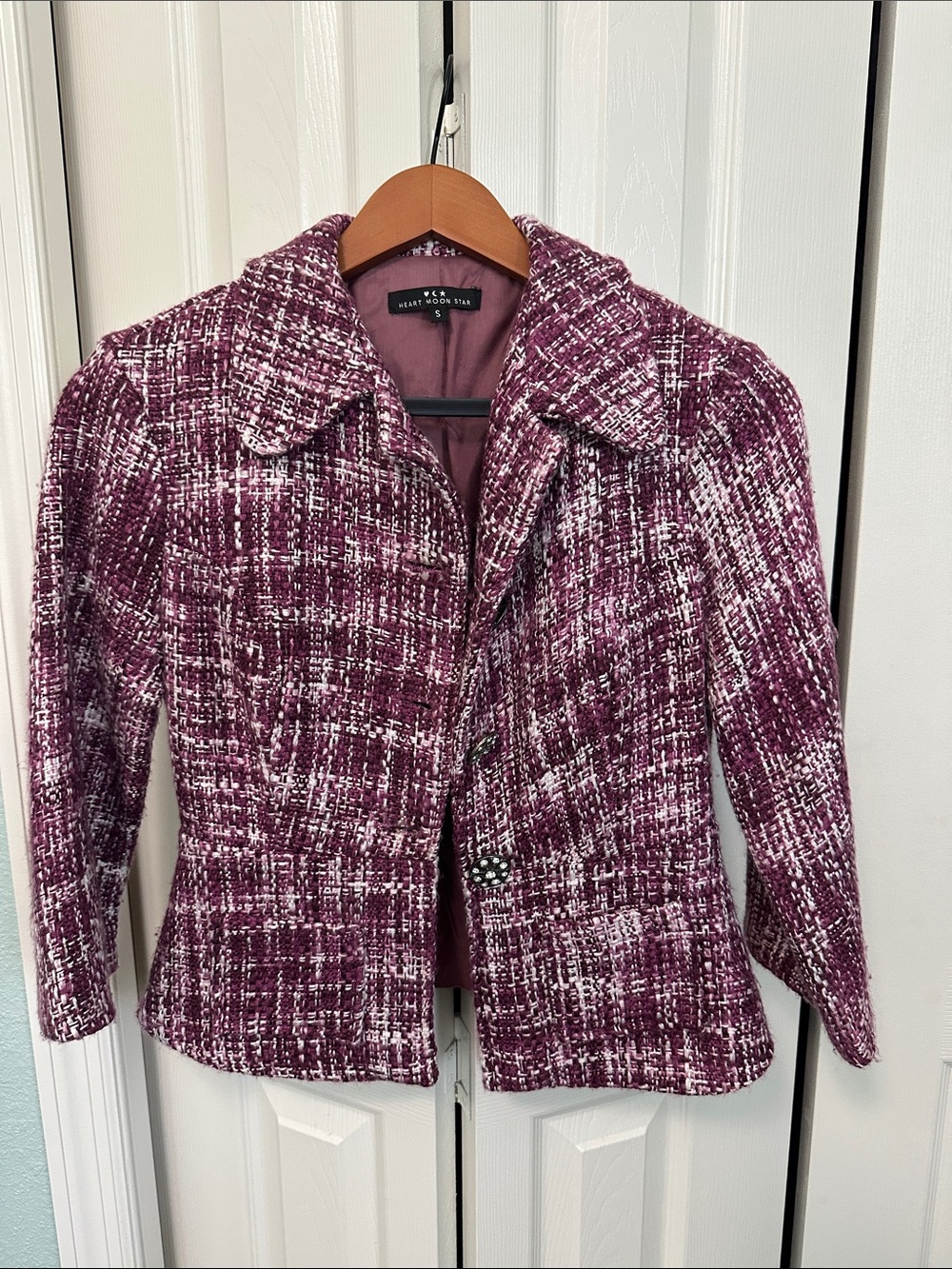 Heart Moon Star Plum-Pink Tweed Blazer